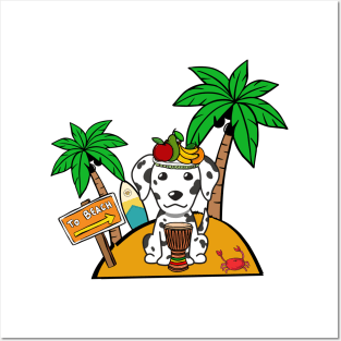 Funny dalmatian is on a deserted island Posters and Art